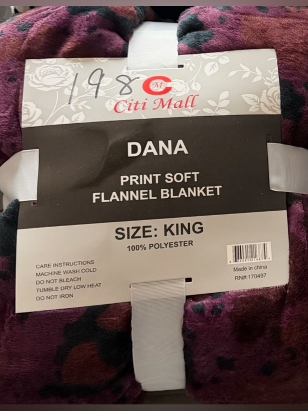 Dana Plush King Flannel Blanket - Purple cow print